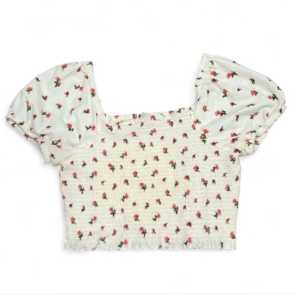American Eagle - Floral Puffy Sleeve Crop Top